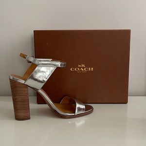 Coach Lexey Mirror Metallic Silver Sandals